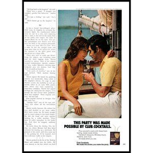 1972 Club Cocktails Vintage Print Ad Couple Daiquiri Sailboat Sail Boat Wall Art